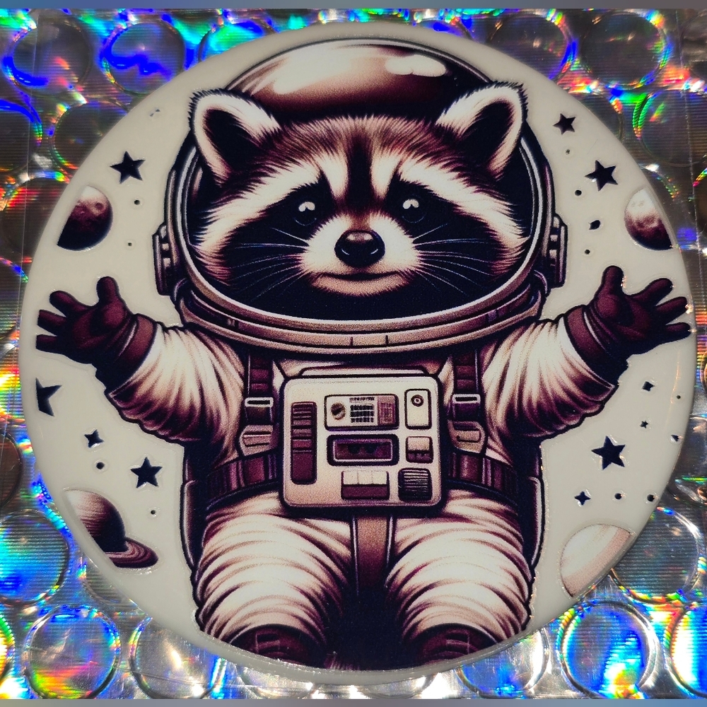 Raccoon Astronaut Custom Christmas Ornament with Real Pearl #1022